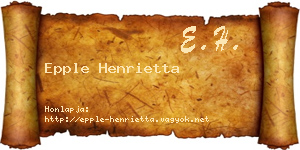 Epple Henrietta névjegykártya